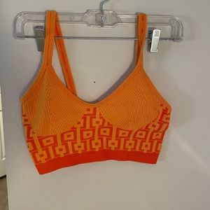 UO Ribbed Crop Tank Top- 2-Tone Orange